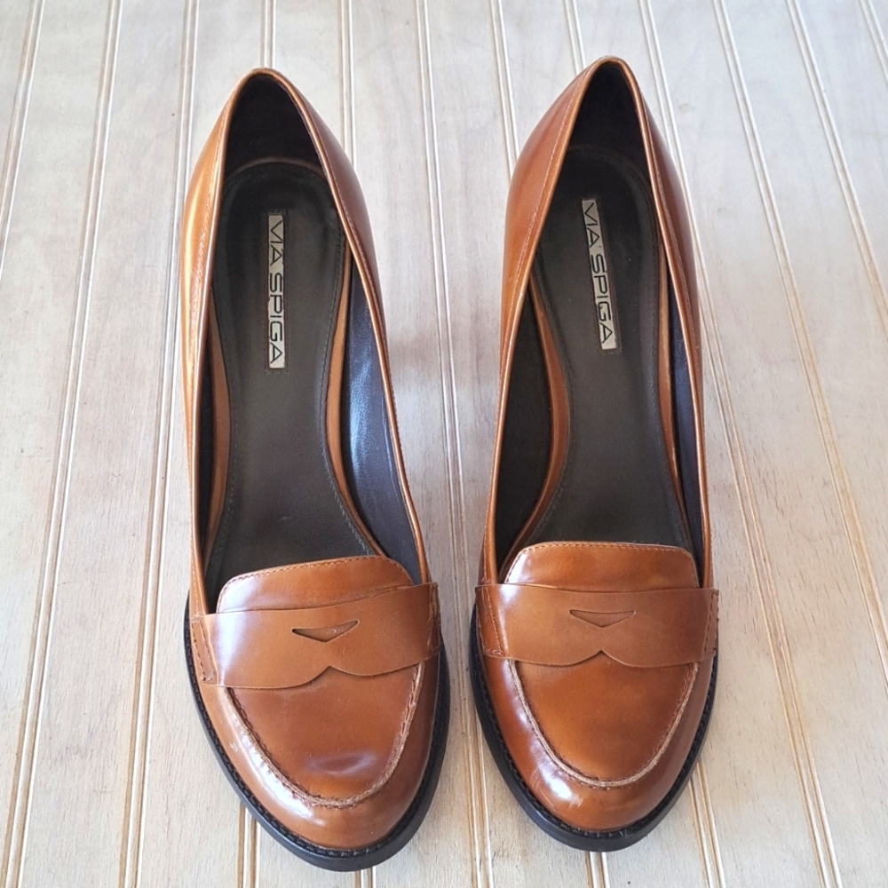 Via Spiga Brown Leather Heels - Picture 1 of 13